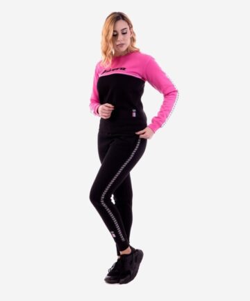 TUTA DONNA 100 G/COLLO CON BANDA IN FELPA NERO/FUXIA Tg. 2XL