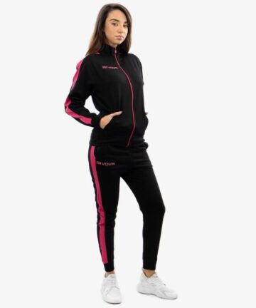 TUTA REVOLUTION FELPA NERO/FUXIA Tg. 2XL