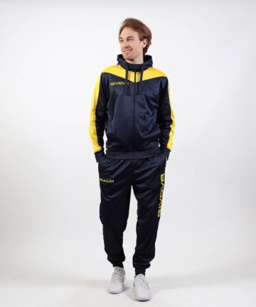 TUTA ROMA CON CAPPUCCIO POLARFLEECE BLU/GIALLO Tg. 2XL