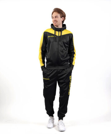 TUTA ROMA CON CAPPUCCIO POLARFLEECE NERO/GIALLO Tg. 2XL