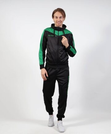 TUTA ROMA CON CAPPUCCIO POLARFLEECE NERO/VERDE Tg. 2XL