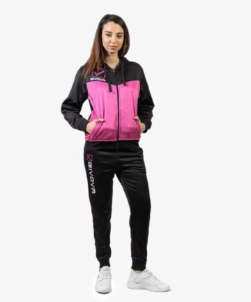 TUTA VISA MELANGE CON CAPPUCCIO POLARFLEECE ROSA FLUO/NERO Tg. 2XL