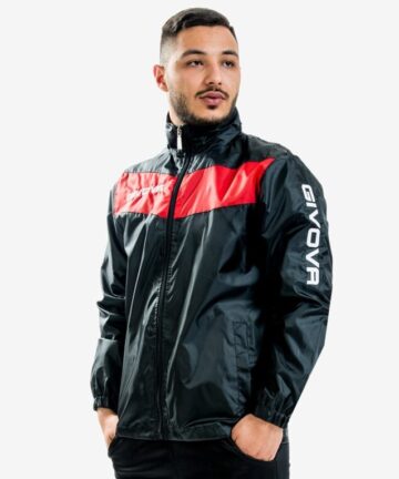 RAIN SCUDO CON MESH bunda čierna/červená 2XL