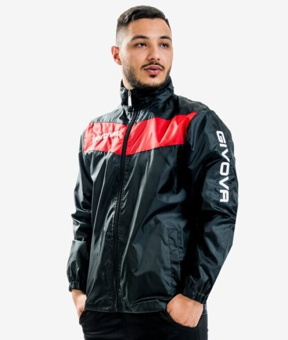 RAIN SCUDO CON MESH bunda čierna/červená 2XL